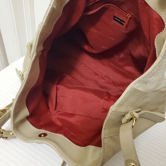 Adrienne Vittadini Beige and goldtone Tote Patent Leather/Suede Combo - Picture 10 of 11